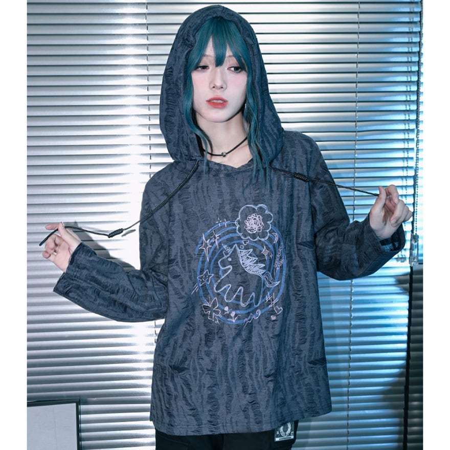 サブカル 地雷系 古怪舎シリーズ 中華風 パーカー プリント柄 |天使と悪魔