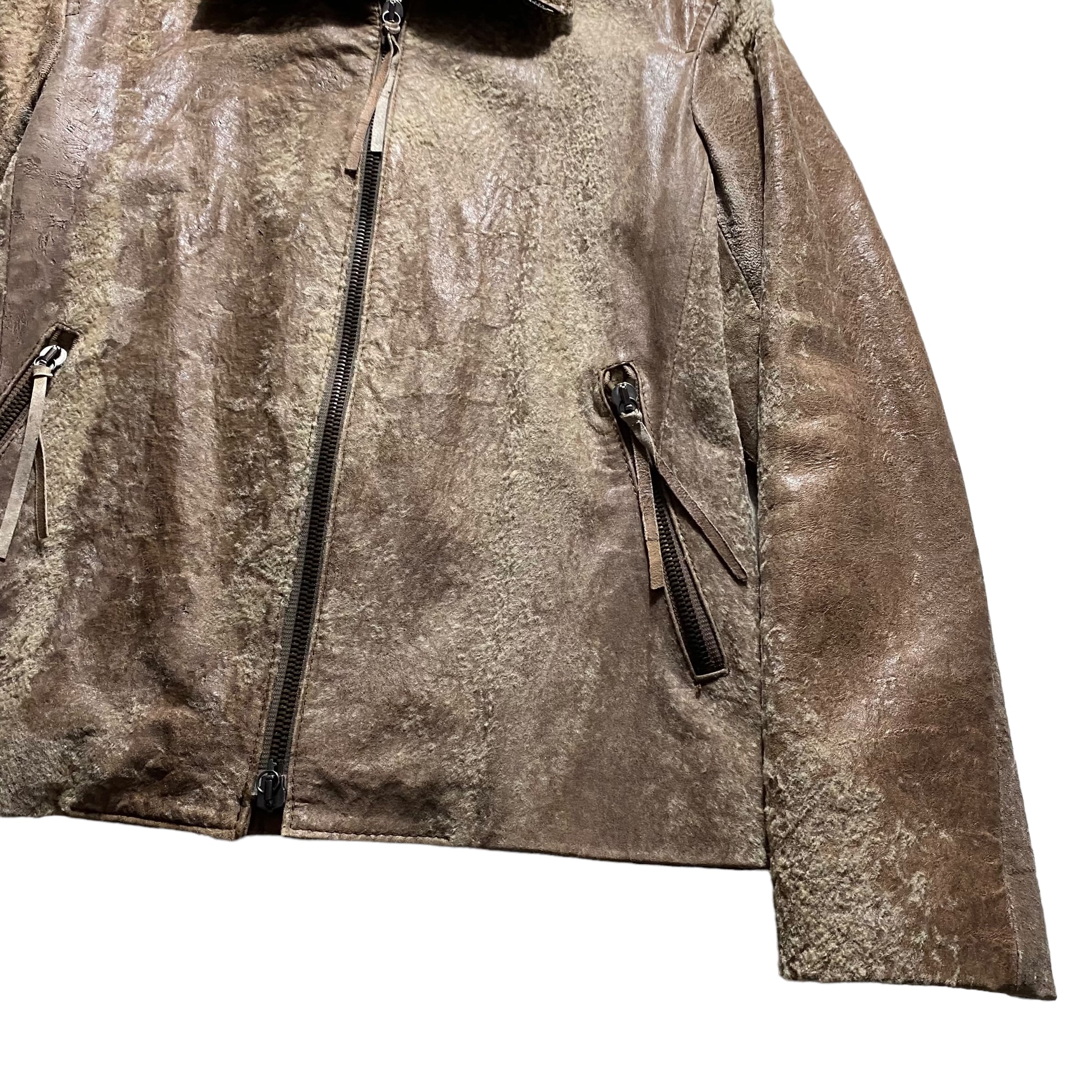 archive ANN DEMEULEMEESTER destroy leather blouson | NOIR ONLINE