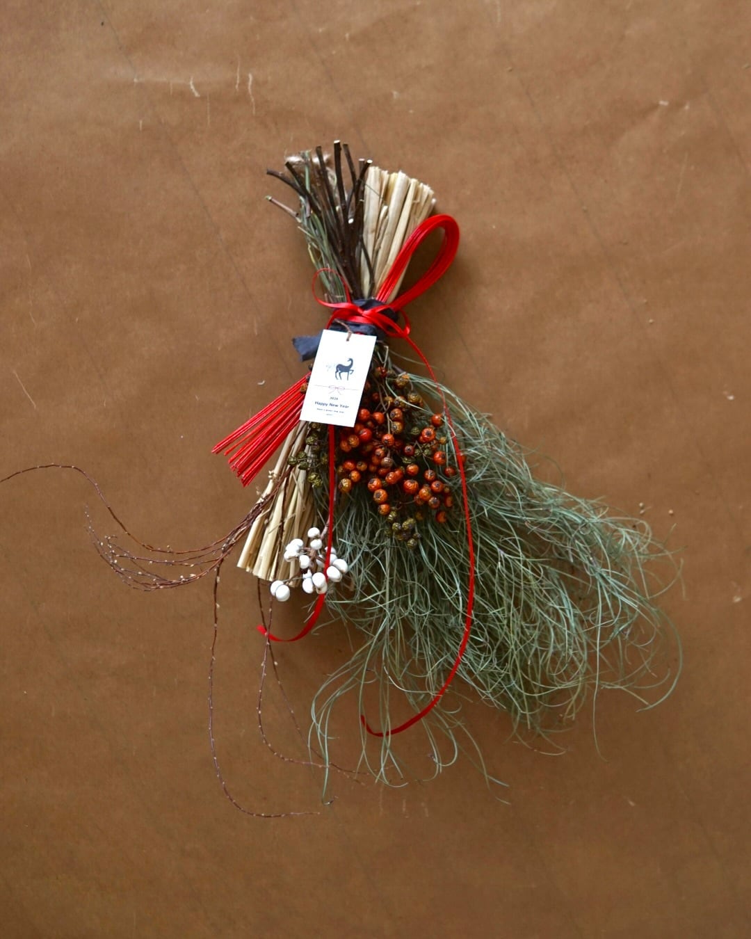 ドライフラワーのしめ飾りC