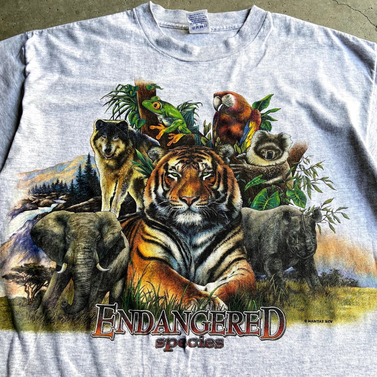 90年代 USA製 ENDANGERED SPECIES アニマルプリントTシャツ メンズXL 