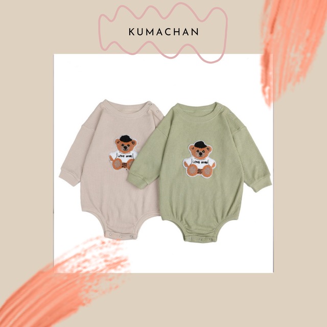 【即納】Kumachan rompers beige　73