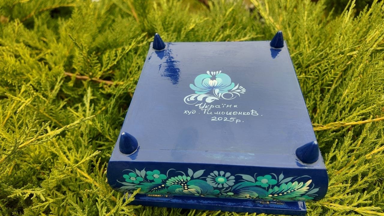 ペトリキウカ塗りのジュエリーボックス 15cm（ティモシェンコ作）ウクライナ製 - 8