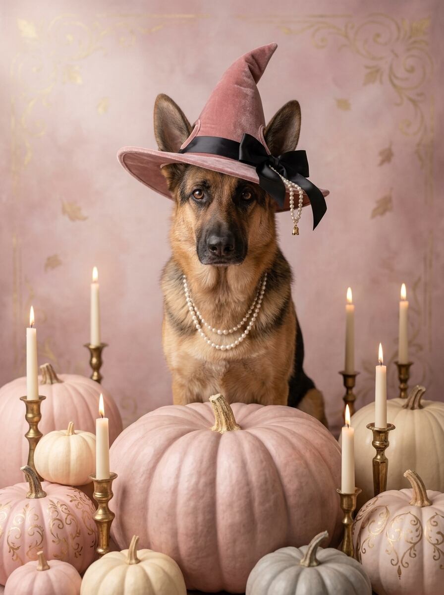 犬（ジャーマンシェパード）のハロウィン限定アート A4額装インテリア