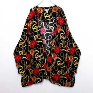 【Caka act2 】Flower × Scarf Pattern Vintage Loose No Collar Jacket