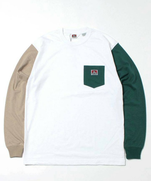 BEN DAVIS (ベンデイビス) ピスネーム クレイジーパターン ポケットロンT 長袖Tシャツ ホワイト C-1380016