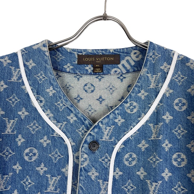 Supreme × Louis Vuitton (シュプリーム × ルイ ヴィトン) jacquard denim baseball jersey  shirts 2017 (blue) | command+enter