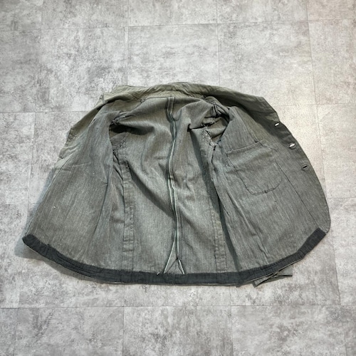 30-40s ごま塩 HBT ブラックシャンブレー フレンチワークジャケット 詳細写真3