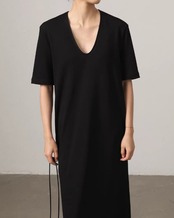 Deep v-neck short sleeve maxi Dress L0071