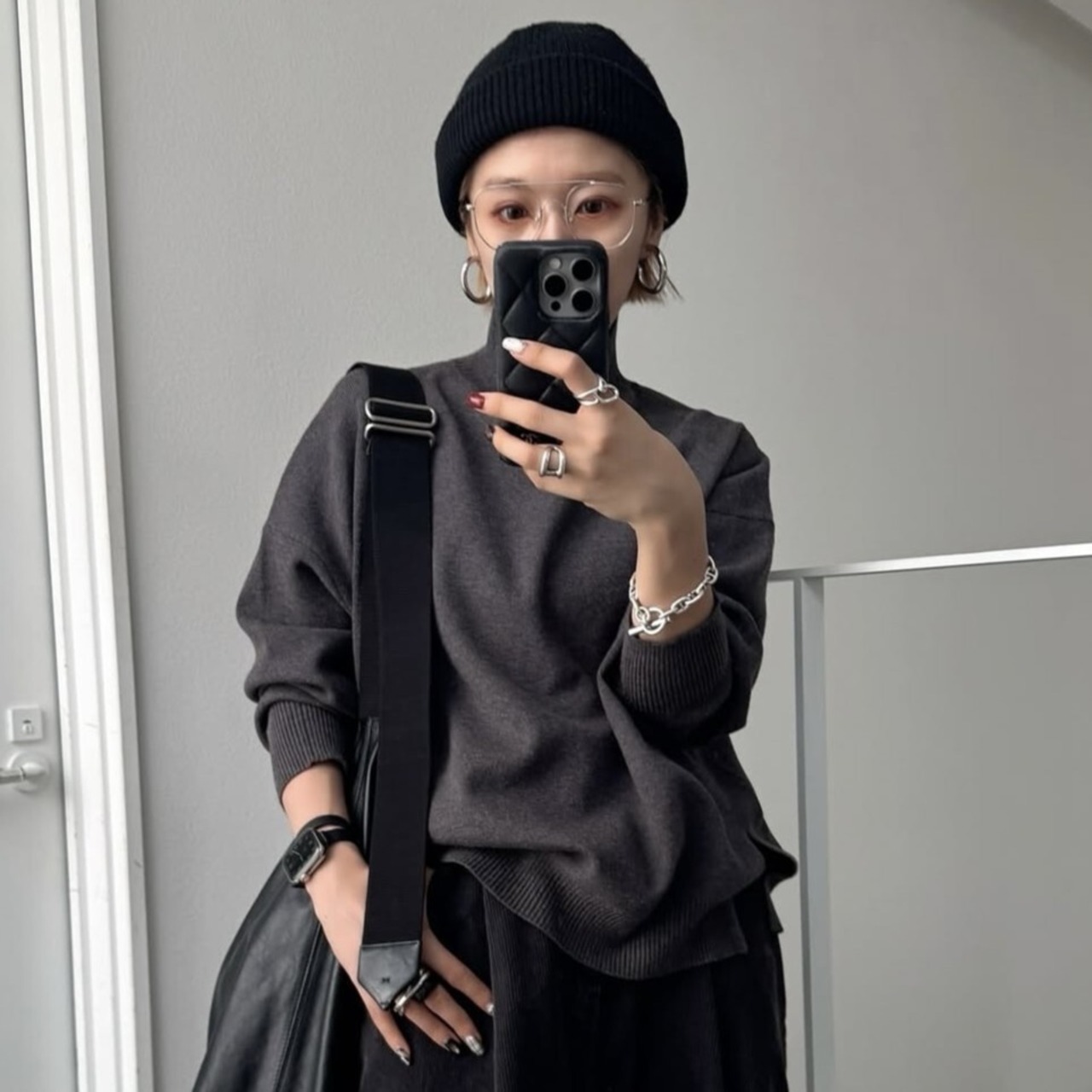 yawamochi high gauge design knit/charcoal