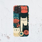 受注生産 iPhoneケース 猫と花の民芸ナイト柄｜猫モチーフ FMSY020A