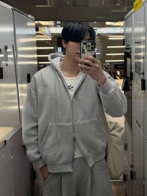 Fleece-Lined Double Zip Hoodie(4color)