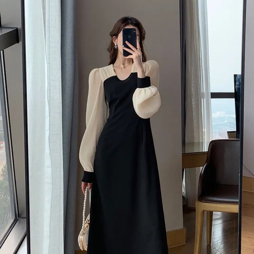 Aラインミディツートンドレス