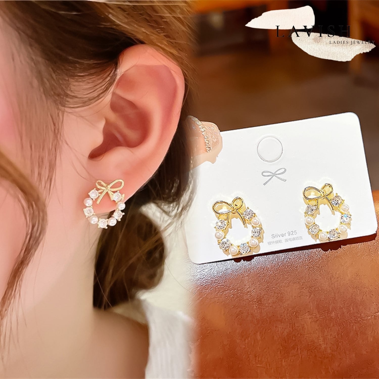 リボンモチーフ ピアス レディース pierce