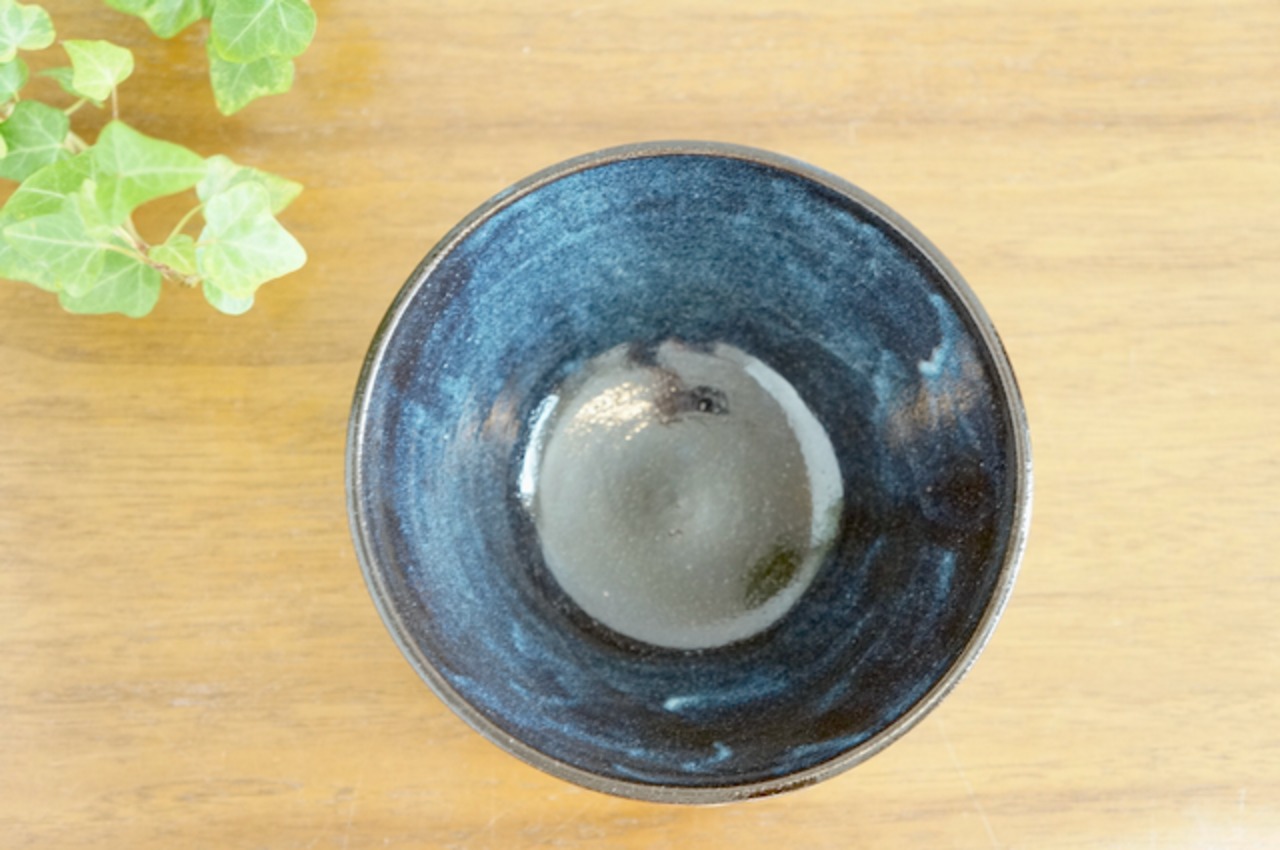 小石原焼　マルワ窯　飯碗（中）　藍彩　①　［3-345］