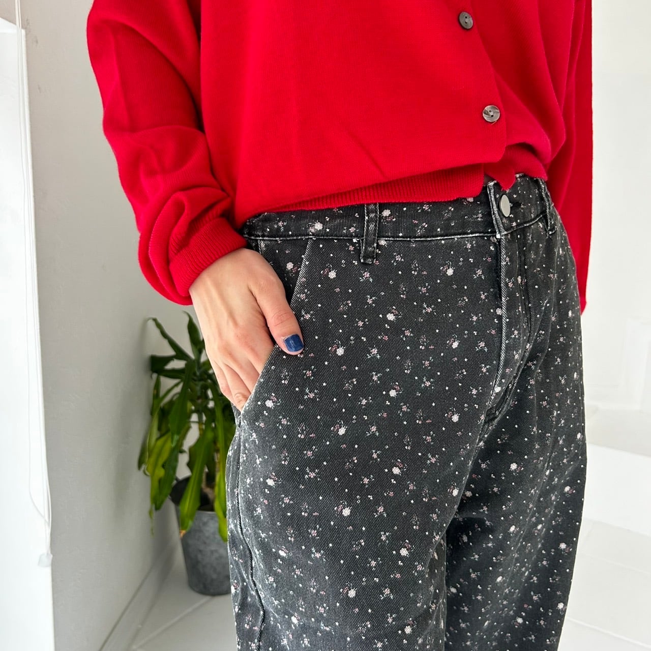 小花柄ルーズデニムパンツ_LN03219