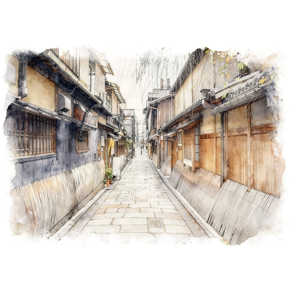 絵画 風景画(街並み) 日本 京都府 祇園切り通し インテリアアート額