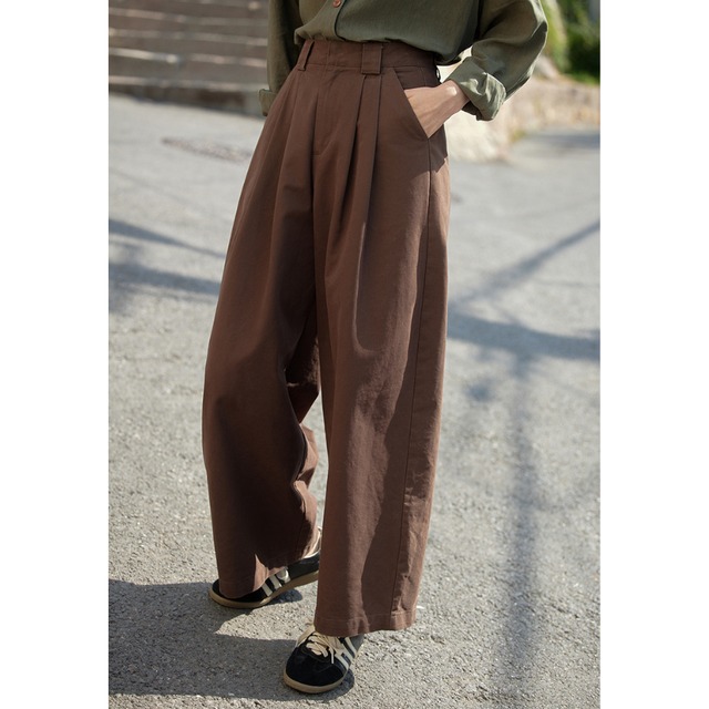 tuck wide straight pants J00048