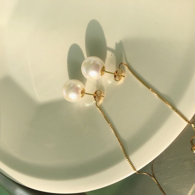 silver925 swarovski pearl long pierce