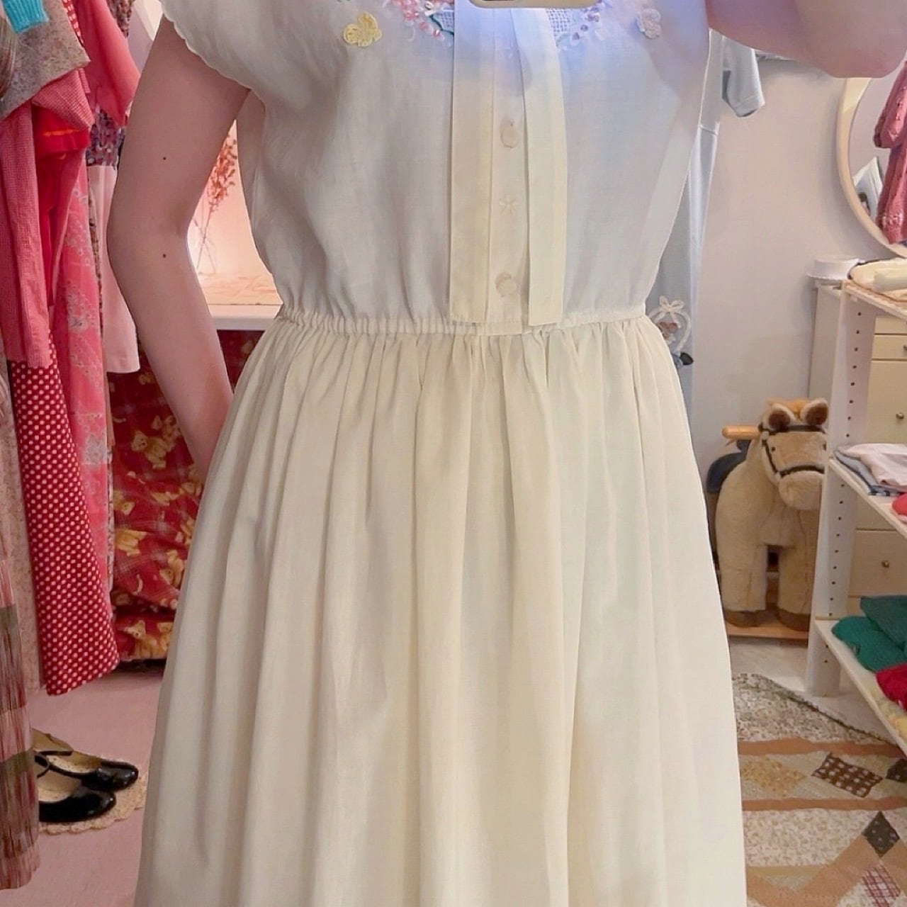 remake / flower embroidery one-piece