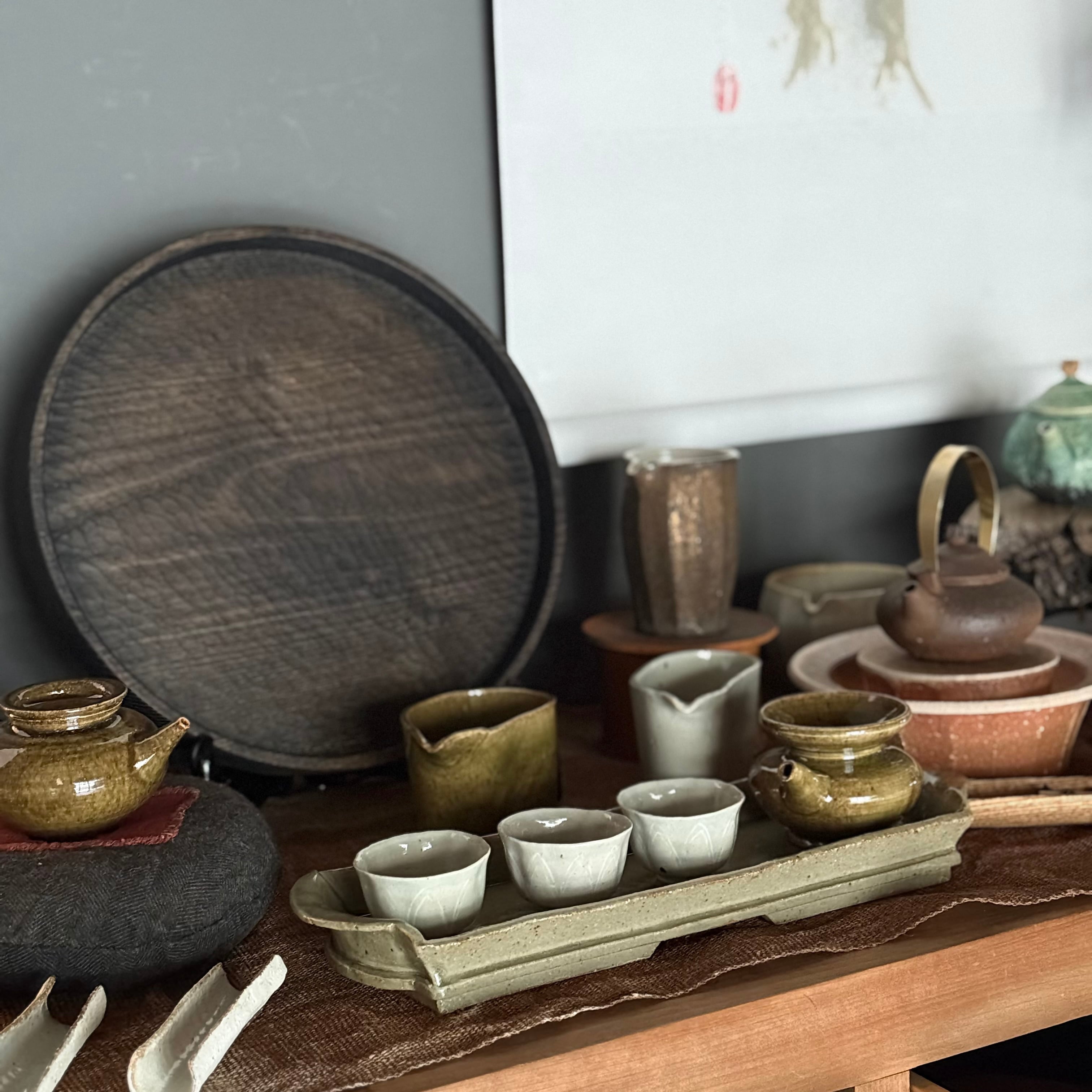 日高伸治 青磁短冊形茶盆 | gallery 一白