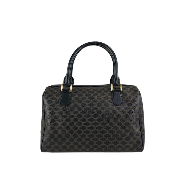 CELINE セリーヌ マカダム ショルダーバッグ ブラック ブラゾン型押し PVC 2WAY vintage ヴィンテージ オールド d4zwjm