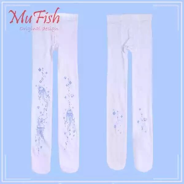 Sale！✧mufish マリン柄キュート海月 プリント柄タイツ◇送料無料