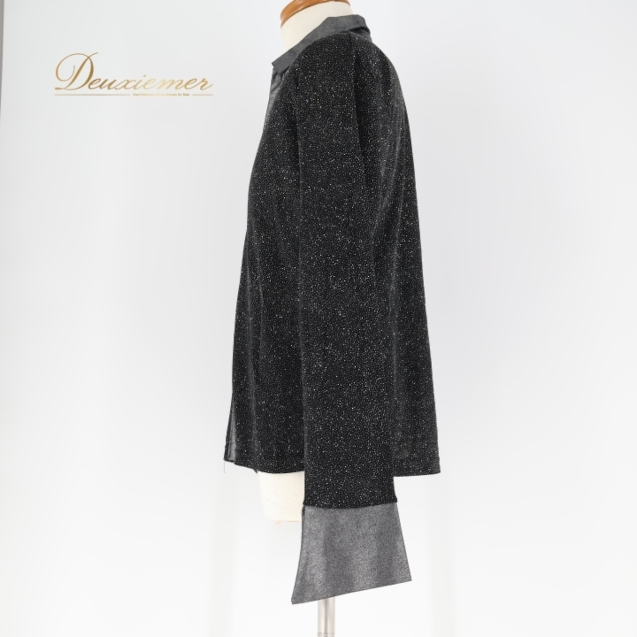 社交ダンス 衣装 シャツ ブラウス トップス ラメ 長袖 メンズ ジャズ ラテン パーティ 発表会 デモ 競技 ダンス レッスン 黒 襟 ブラック系 ダンスウェア 伸縮素材 ショー衣装 おしゃれ フォーマル サテン 光沢感 薄手 動きやすい