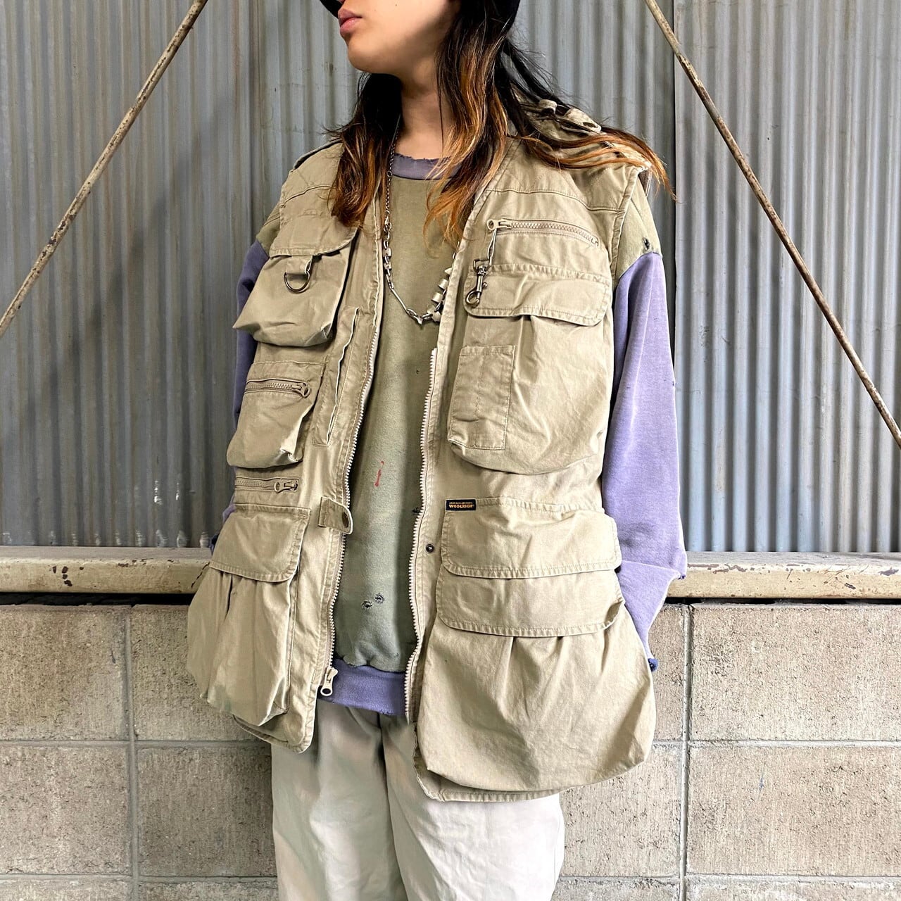 WOOLRICH ウールリッチ 多ポケット フィッシングベスト メンズL 古着 
