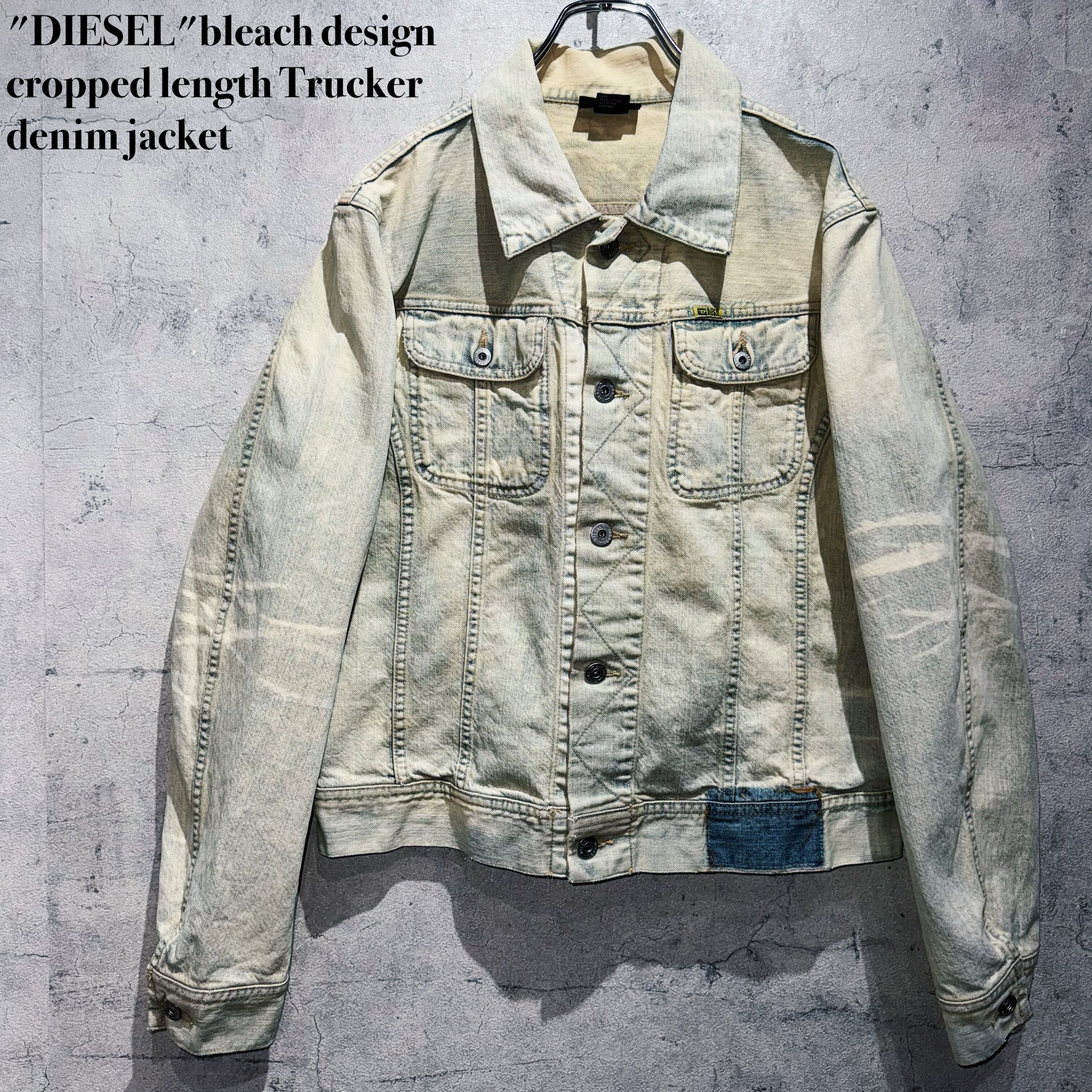"DIESEL"bleach design cropped length Trucker denim jacket