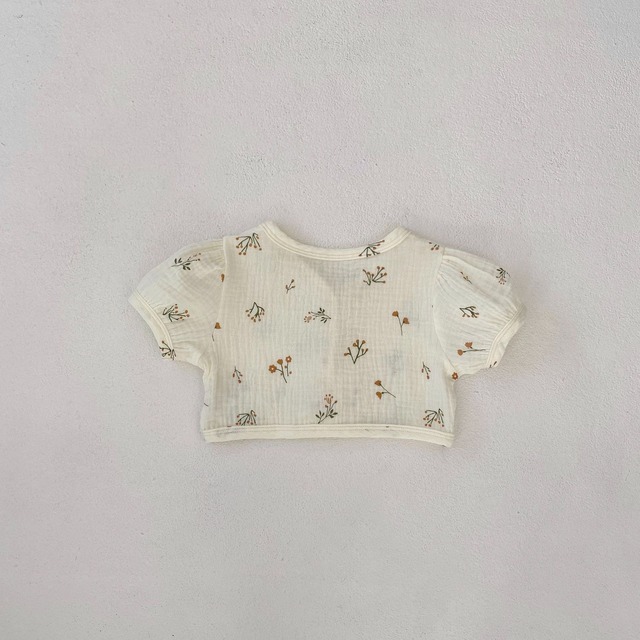 【BABY】野花フラワーパフスリーブ半袖カーディガン - 18