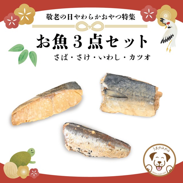 【敬老の日特集】お魚3点セット(さけ・さば・いわし)3種 各 1個