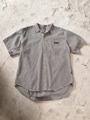 00s BAD BOY/Gingham Check S/S Shirt/L/ギンガムチェック柄半袖シャツ/ブラック/ホワイト/バッドボ－イ