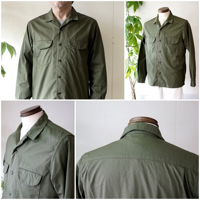 FOBFACTORY エフオービー　オープンカラーシャツ F3515 L FOBFACTORY エフオービーファクトリー 長袖シャツ オープンカラー