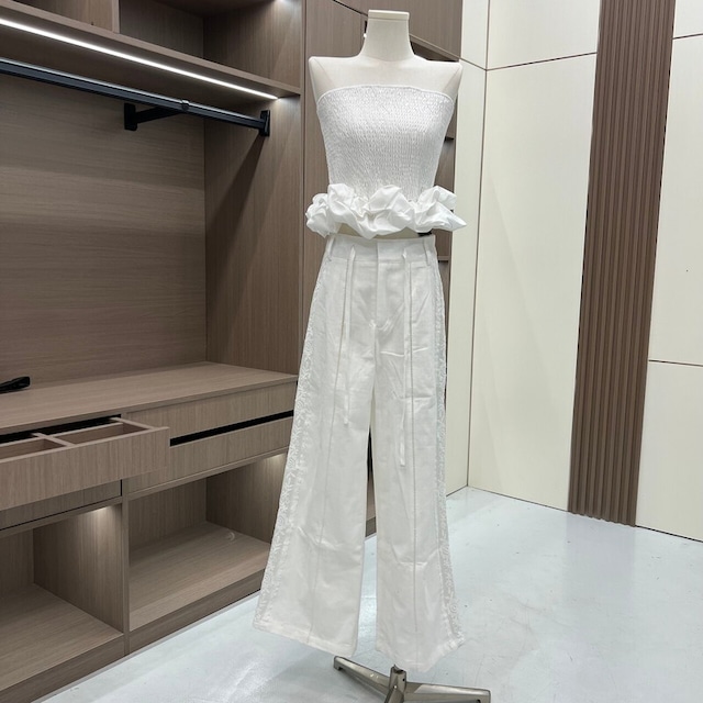 side lace white pants 10952