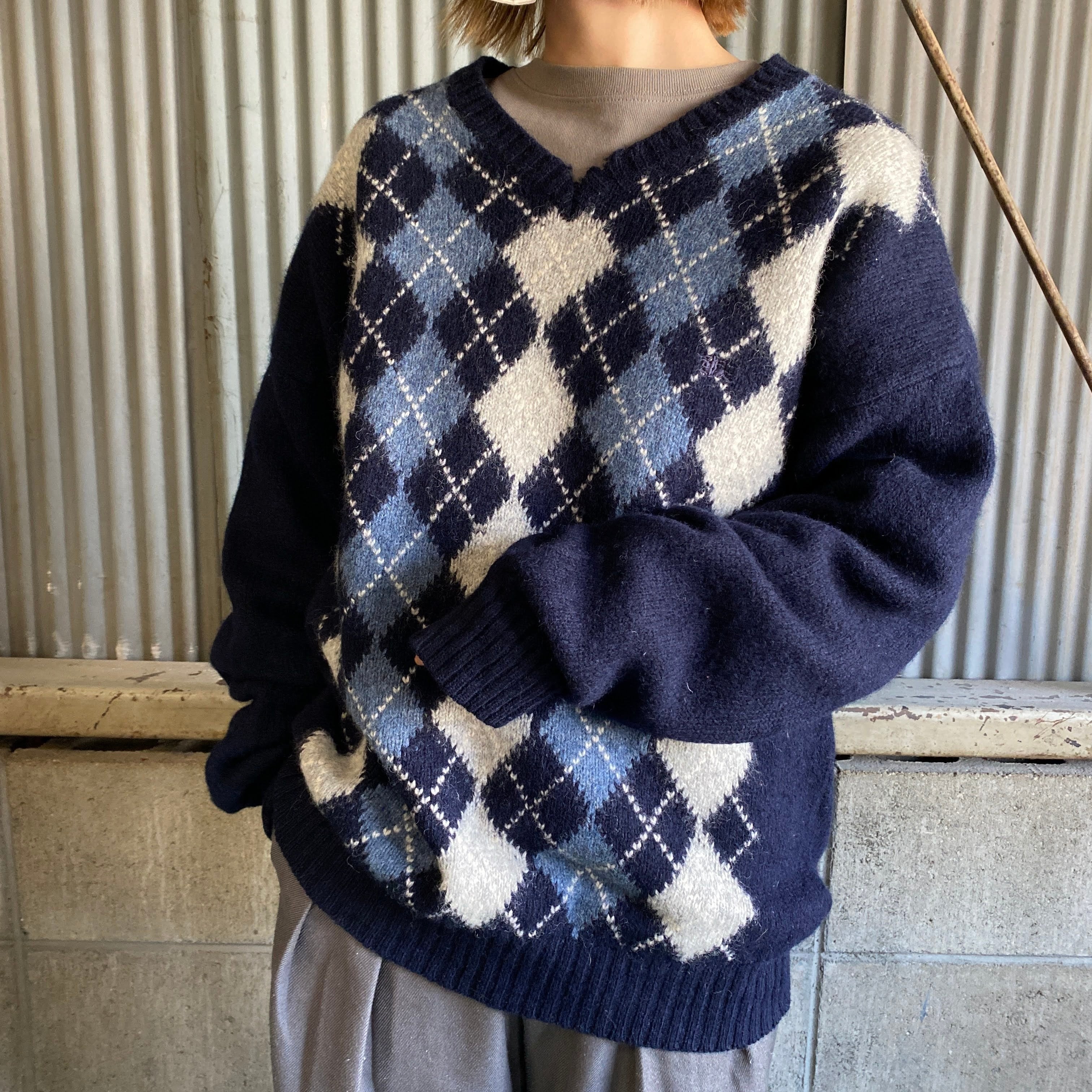 BURBERRY LONDON バーバリー ロンドン Vネック アーガイルチェック柄  