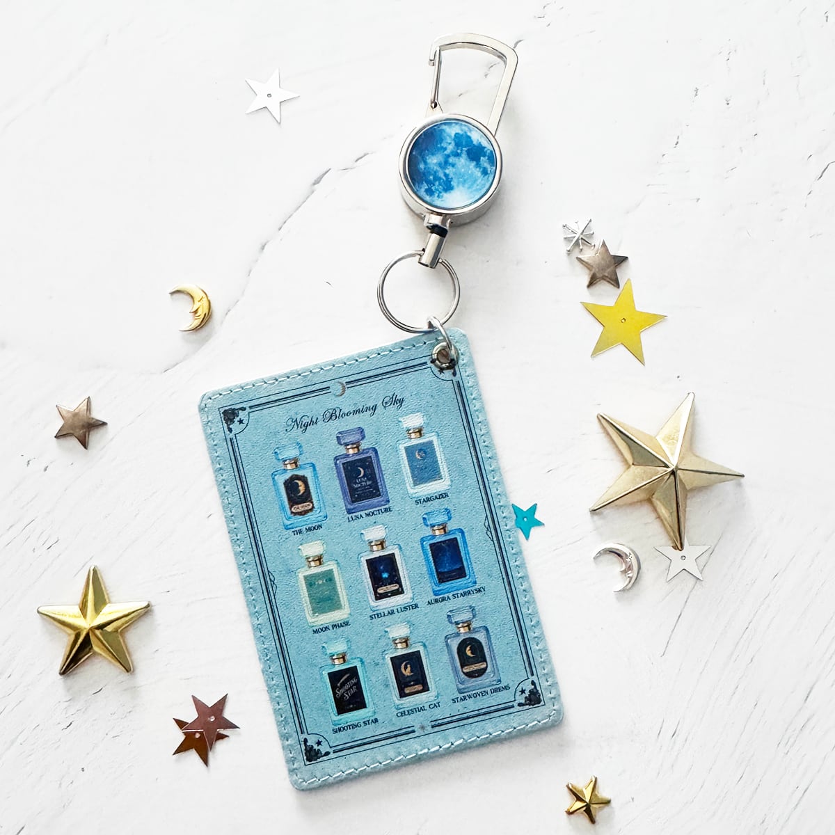 パスケース（小）星空香水瓶 リールストラップ付き | 定期入れ ID