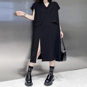 ロングスリットプルオーバーワンピース　R0196