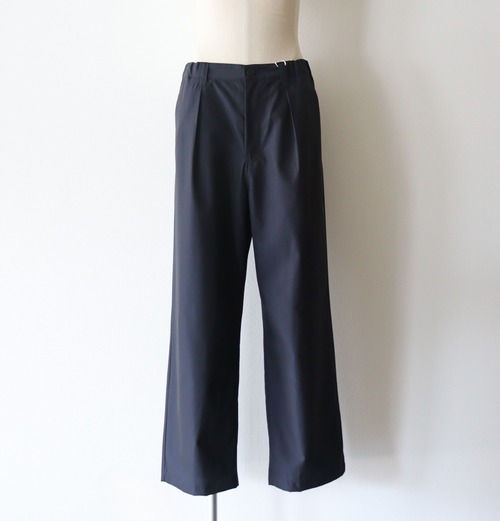 STILL BY HAND " Cupro mixed straight pants ( DARK NAVY ) "