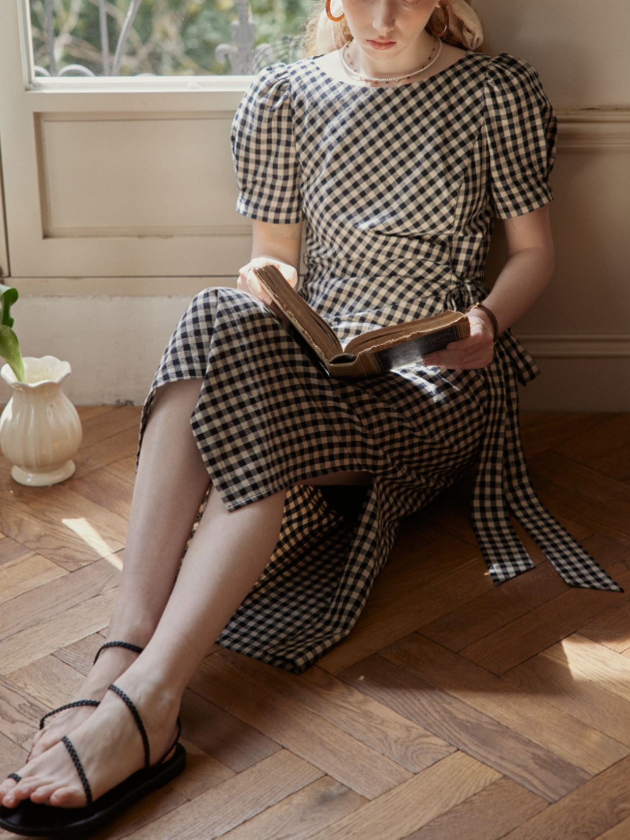 Campagne Gingham Wrap Dress F0690