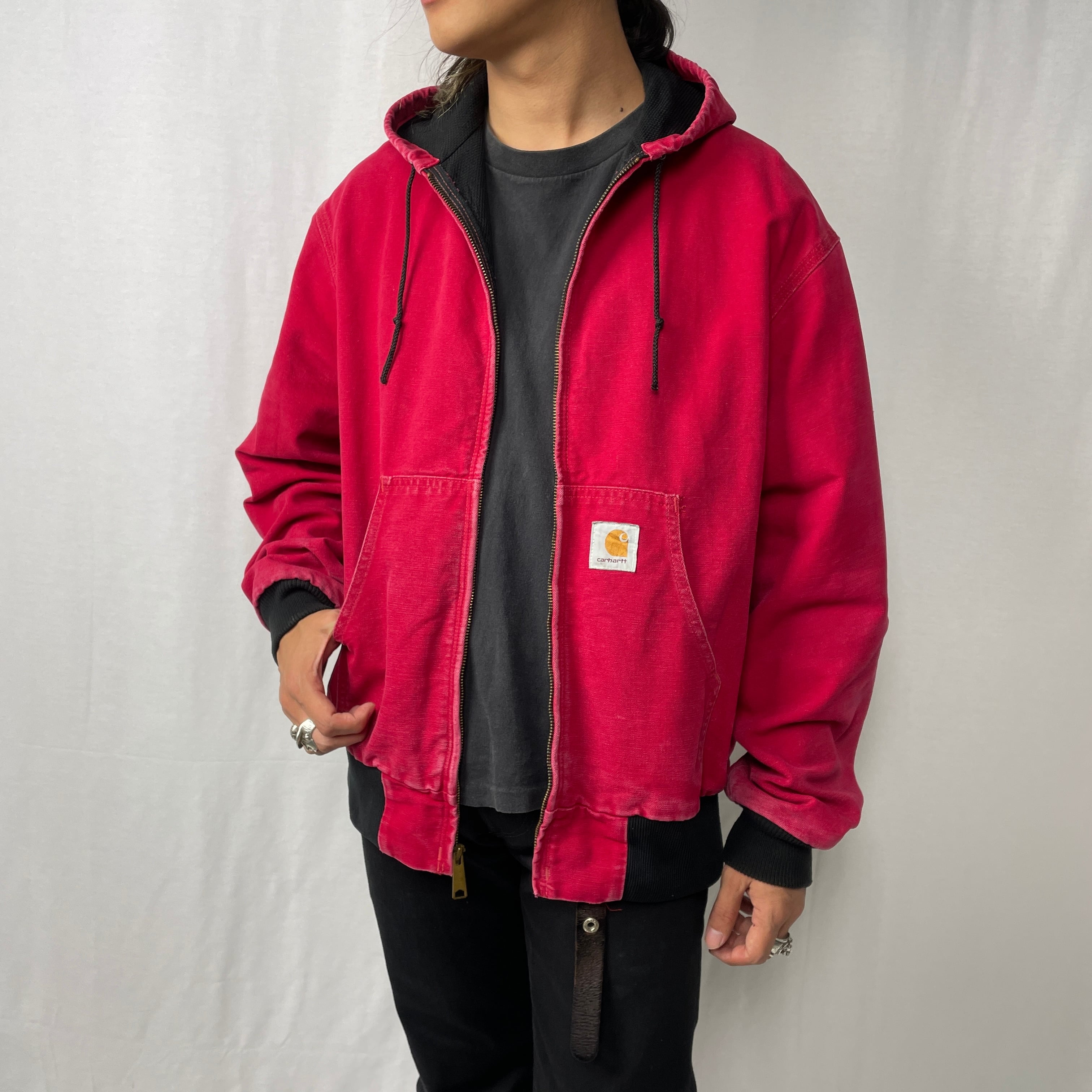 80年代 Carhartt カーハート ダック地 アクティブジャケット メンズL相当 古着 80s ヴィンテージ ビンテージ フルジップパーカー  アクティブパーカー メッシュライナー レッド 赤色【ワークジャケット】 | cave 古着屋【公式】古着通販サイト