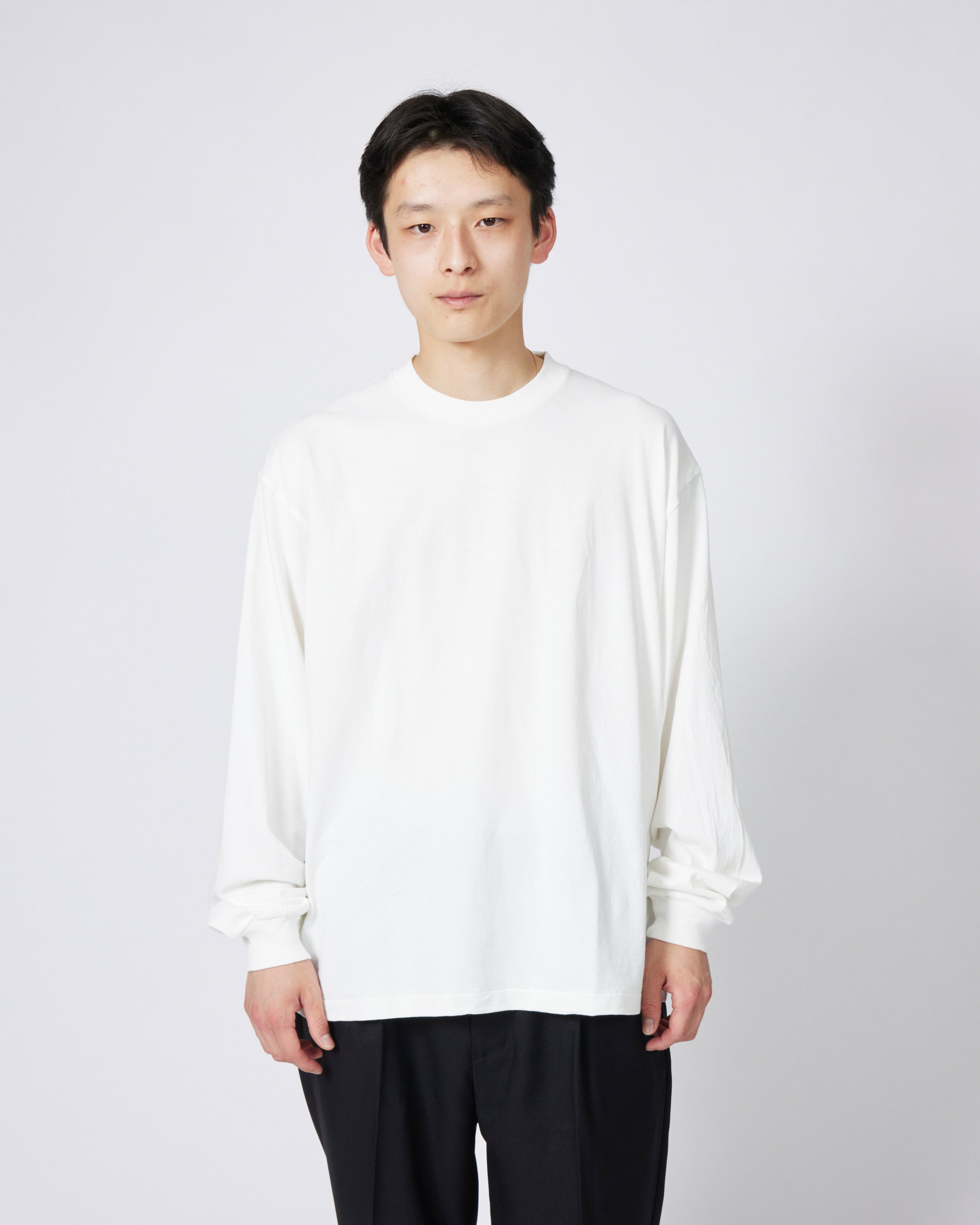 everyone american cotton long sleeve tee shirt (WHITE) | everyone