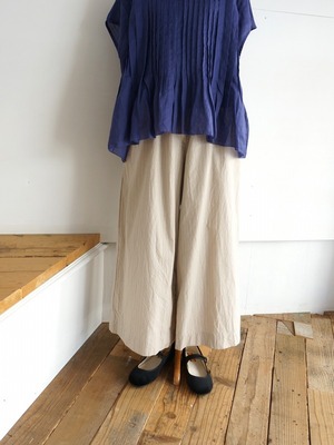 LAITERIE レイトリー　綿麻ダンプ ストライプワイドパンツ