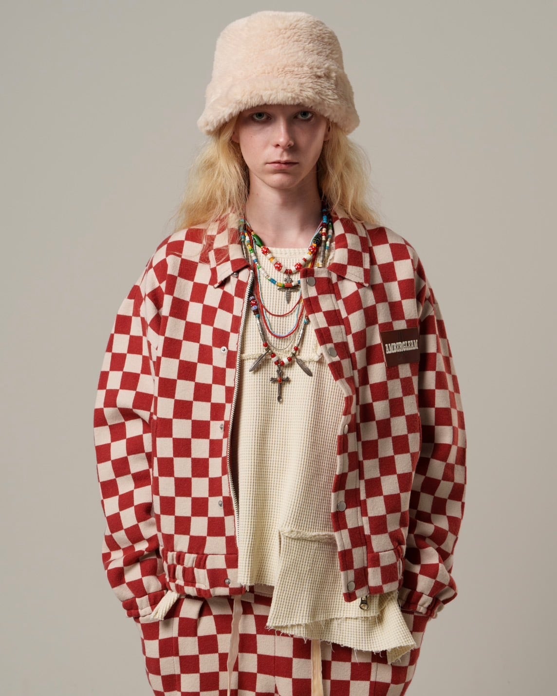 残り3点|Jacquard Knit Blouson/ Geometry | AMBERGLEAM