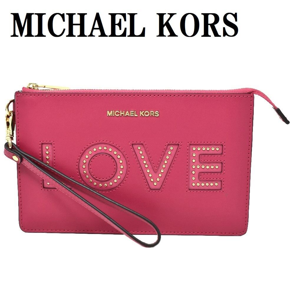 MICHAEL KORS ピンク クラッチバッグ Pink Mk Hand Clutch MICHAEL