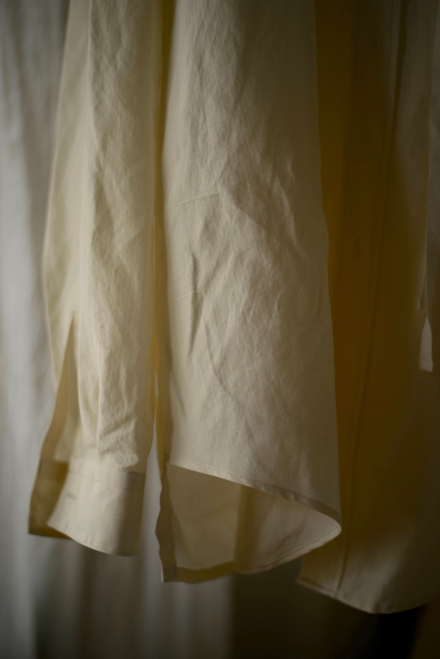 ensou. / silk linen rip stop ribbon shirt(écru)