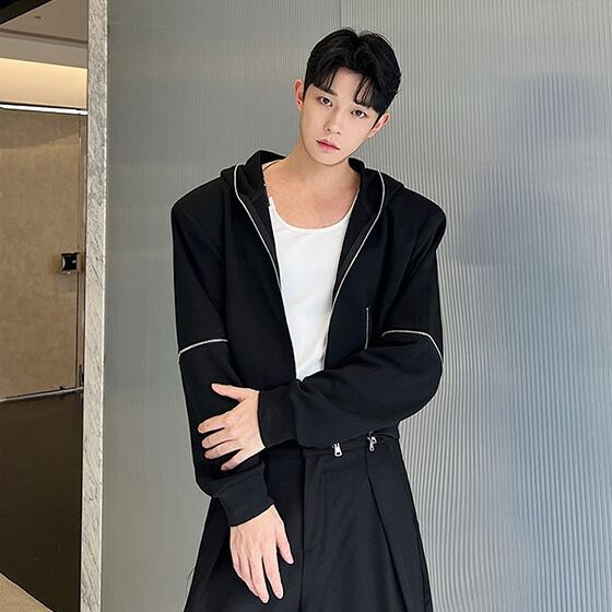 予約販売】ブジャケット ジップアップ 長袖 半袖 2Way 肌見せ フード