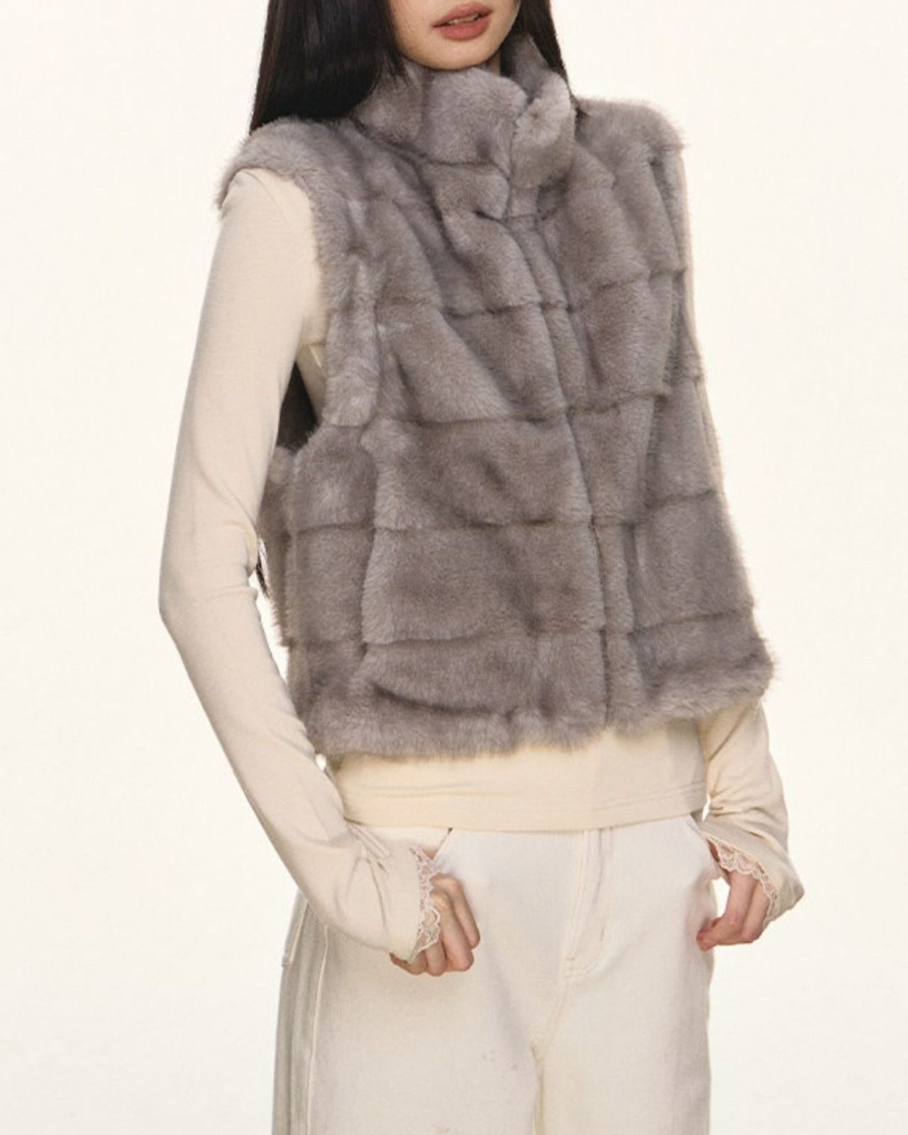 フェイクファースタンドカラーベスト 2color A0825 - 5