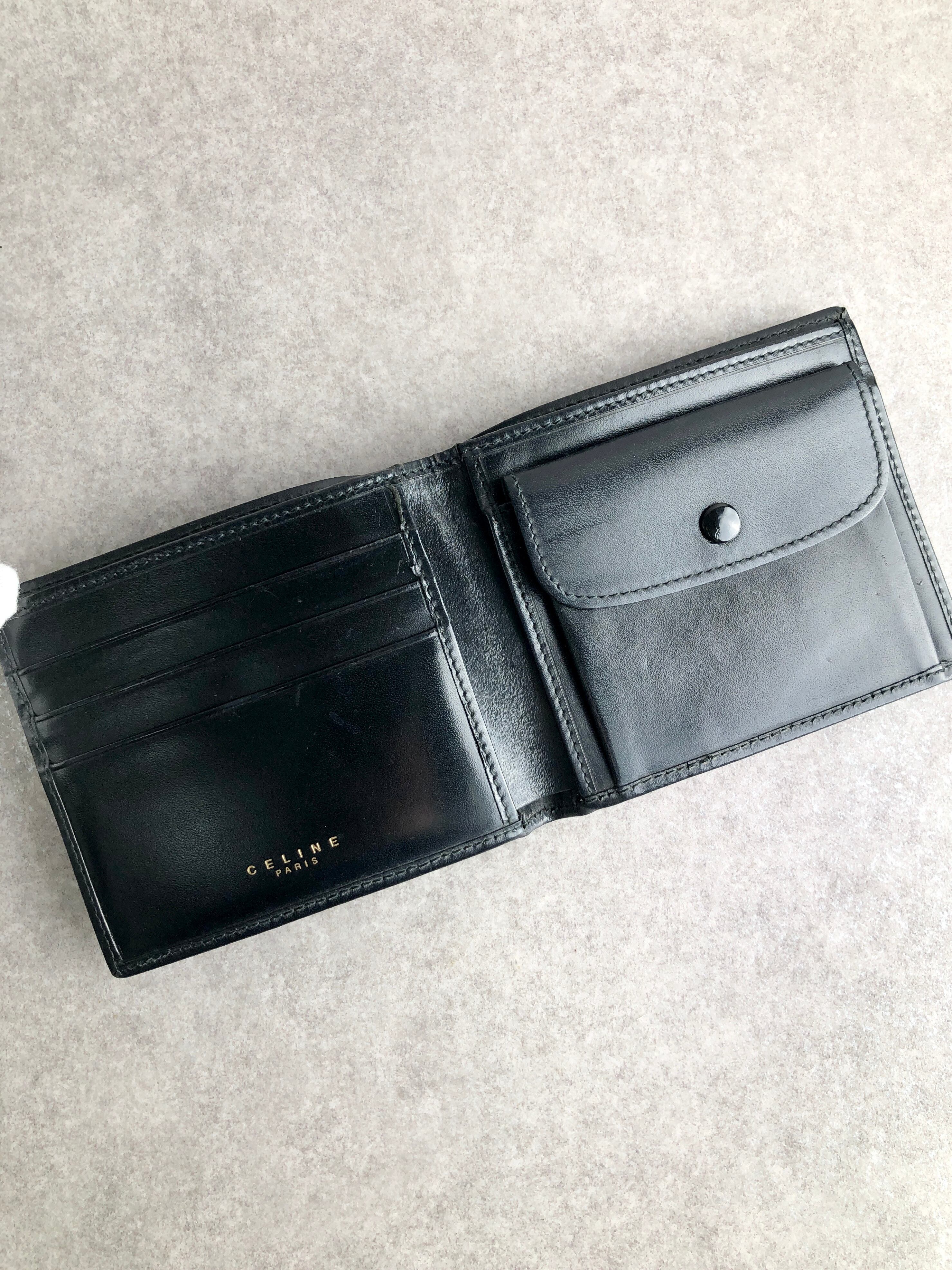 CELINE セリーヌ マカダム 財布 ブラック PVC レザー 二つ折り財布