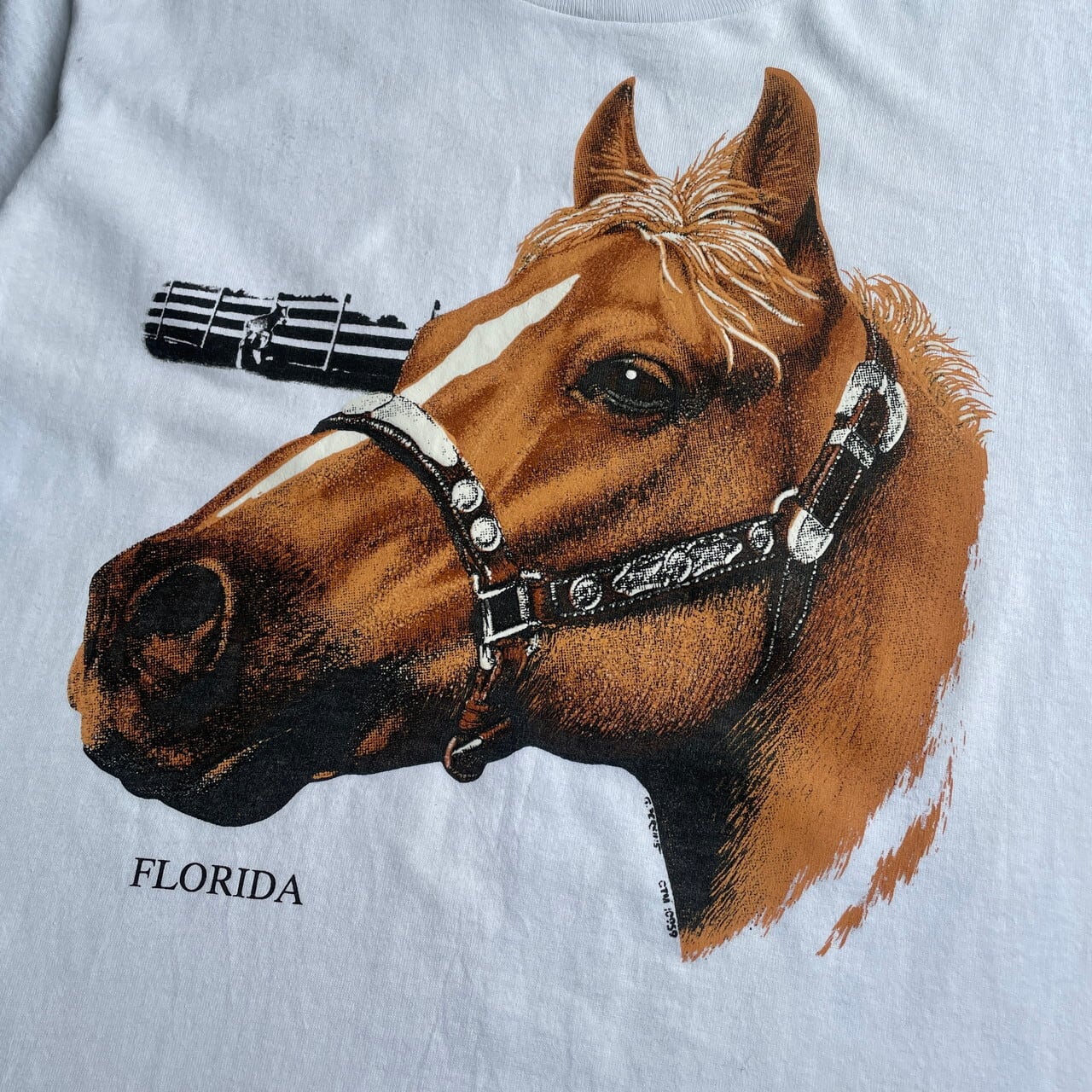 90年代 馬 アニマル アート プリントTシャツ メンズM相当 古着 動物 