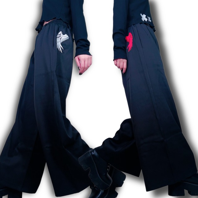 SIDE TWO-TONE WING WIDE PANTS